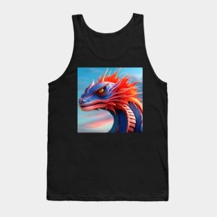 Blue and Pink Dragon with Orange Fins Tank Top